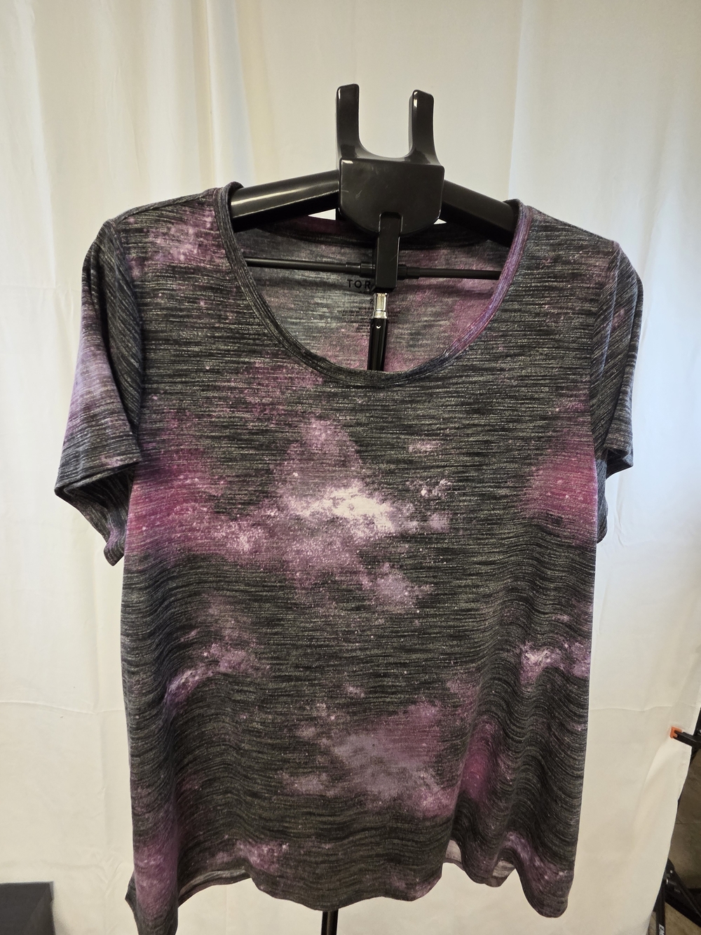 torrid Purple and Gray Cloud-Print Short Sleeve Tee